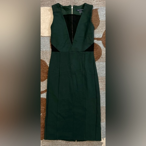 French Connection Sleeveless Lula Black V-Mesh Illusion Bodice Pencil Dress ZP1 - Picture 2 of 8